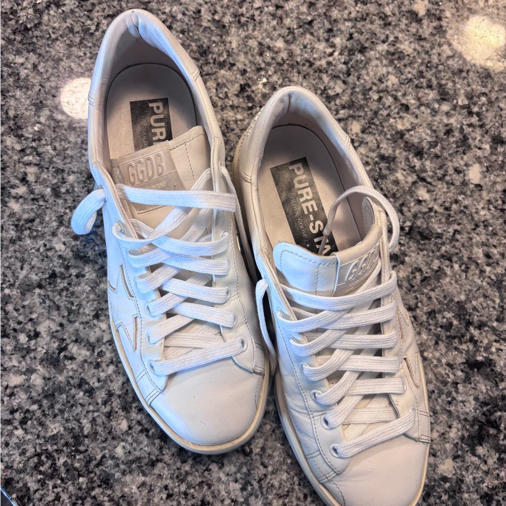 Golden Goose White Leather Star-Accent Women's Sneakers Size 10